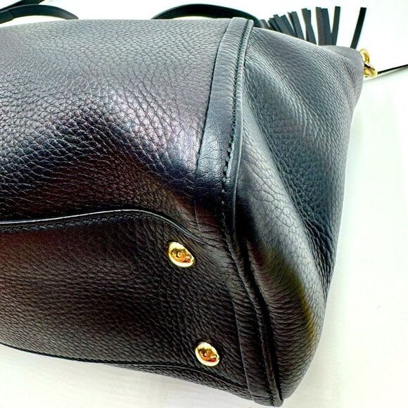 Auth Gucci Black / Brown Cherry Metallic Leather 2way SoHo Working Tote Satchel - Picture 10 of 16